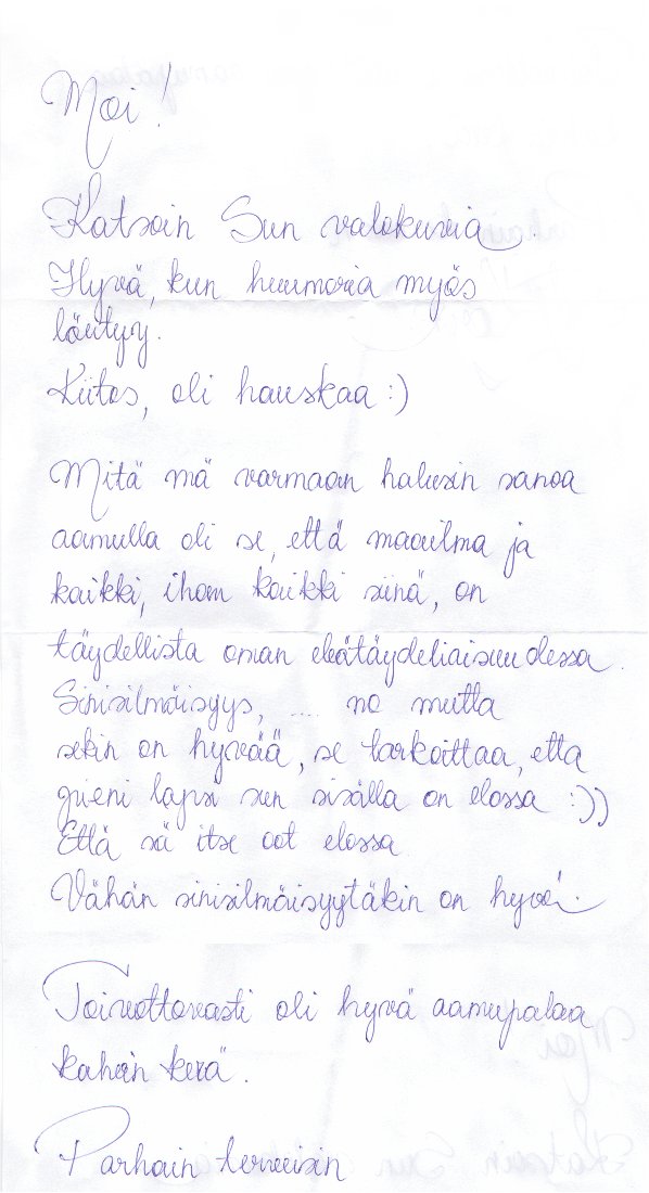 positiivista palautetta kuva kirjeestä